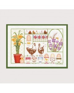Easter. Counted cross stitch kit. Motive: Chickens and eggs. Item n° 1030. Le Bonheur des Dames