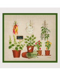 Spices. Herbs. Counted cross stitch kit on even-weave linen. Le Bonheur des Dames 1084