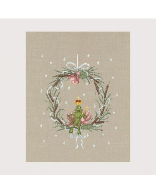 Counted cross stitch embroidery kit. Frog sitting on a crown. Le Bonheur des Dames 1087. Counted cross stitch embroidery kit. Frog sitting on a crown. Le Bonheur des Dames 1087.