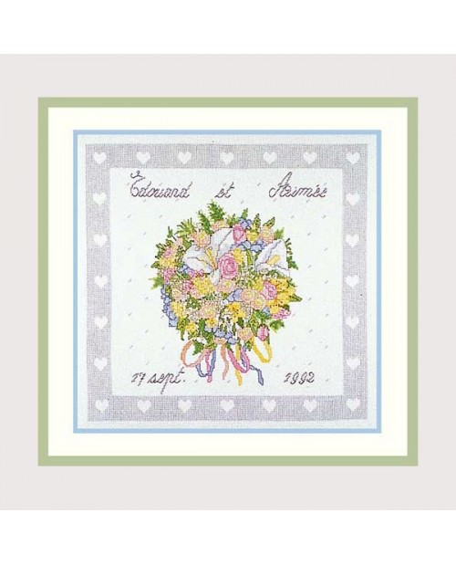 Bride's bouquet. Counted cross stitch embroidery kit. Le Bonheur des Dames 1117