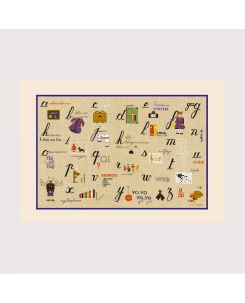 School accessories. Petit point embroidery kit. Alphabet. Le Bonheur des Dames 1138