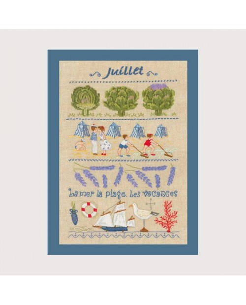 July. Counted cross stitch, petit point kit. Series of 12 months. Le Bonheur des Dames 1144