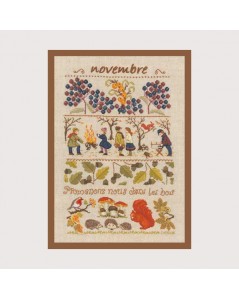 November. Picture embroidered in cross stitch, petit point and other traditional stitches. Le Bonheur des Dames 1148