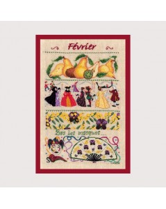 February. Cross stitch and petit point embroidery kit on linen. Le Bonheur des Dames 1151. Series of 12 months.