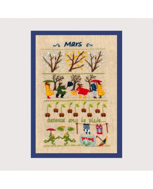 March. Counted cross stitch, petit point kit. Series of 12 months. Le Bonheur des Dames 1152