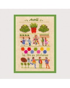 April motive  cross stitch and petit point embroidery. Le Bonheur des Dames.