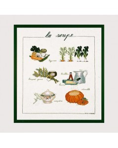Kit broderie point de croix. Motif: ingrédients pour la soupe. Le Bonheur des dames 1180.