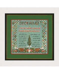 December. Alphabet embroidered by counted stitch kit, petit point on even-weave linen. Le Bonheur des Dames n° 1189