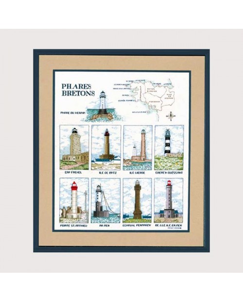 Breton lighthouses to stitch by cross stitch on linen. Le Bonheur des Dames 1190