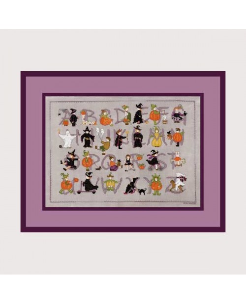 Abécédaire Halloween, sorcière. A broder sur toile de lin. Le Bonheur des Dames kit broderie 1286 Abécédaire Halloween, sorcière. A broder sur toile de lin. Le Bonheur des Dames kit broderie 1286