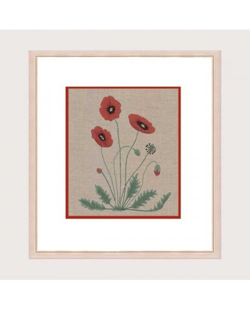 The Poppies. Traditional embroidery kit. Design is printed on the fabric. Le Bonheur des Dames 1515