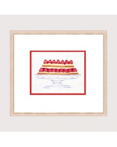 Fraisier. Cake with strawberries. Traditional embroidery motive to stitch. Le Bonheur des Dames