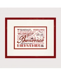 Bienvenue (Welcome) red. Petit point embroidery kit. Le Bonheur des Dames 1887