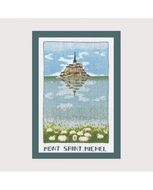 Mont St Michel. Counted cross stitch embroidery paysage. Le Bonheur des Dames 1990