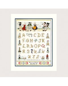 Breton alphabet stitched on linen by cross stitch and tent stitch. Le Bonheur des Dames 2081
