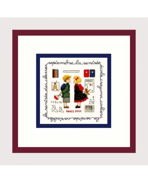 Septembre. Broderie au point de croix. Motif: accessoires d'école, enfants. Le Bonheur des Dames 2223 Septembre. Broderie au point de croix. Motif: accessoires d'école, enfants. Le Bonheur des Dames 2223