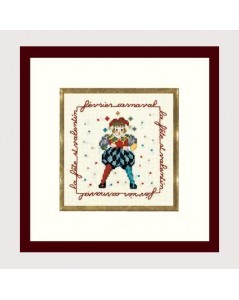 Joker in a carnival costume. Counted cross stitch embroidery kit. Le Bonheur des Dames. Item n°  2227
