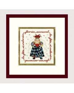 Lady Joker in a carnival costume. Counted cross stitch embroidery kit. Le Bonheur des Dames. Item n°  2228