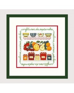 September Jams. Jars with jam. Counted cross stitch embroidery kit. Le Bonheur des Dames 2231