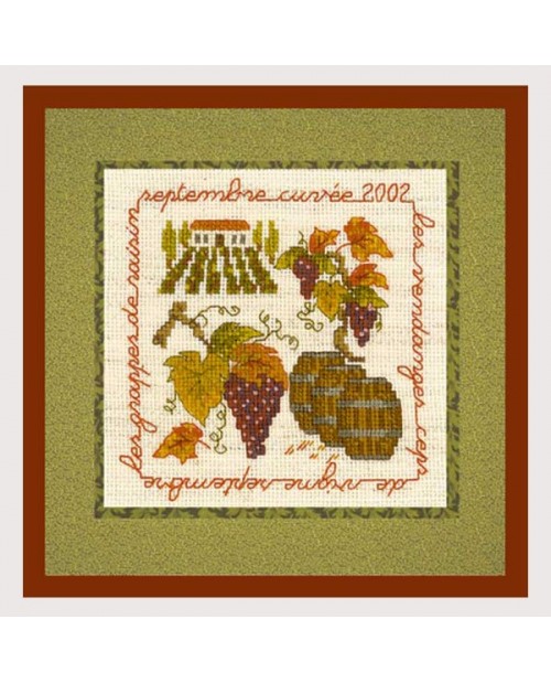 Vineyard. Fall motive to embroider by cross stitch. Kit Le Bonheur des Dames 2236.