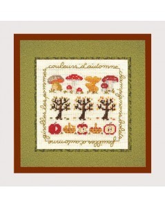 Autumn colors. Counted cross stitch embroidery kit. Fall motives. Cecile Vessiere for Le Bonheur des Dames. 2240