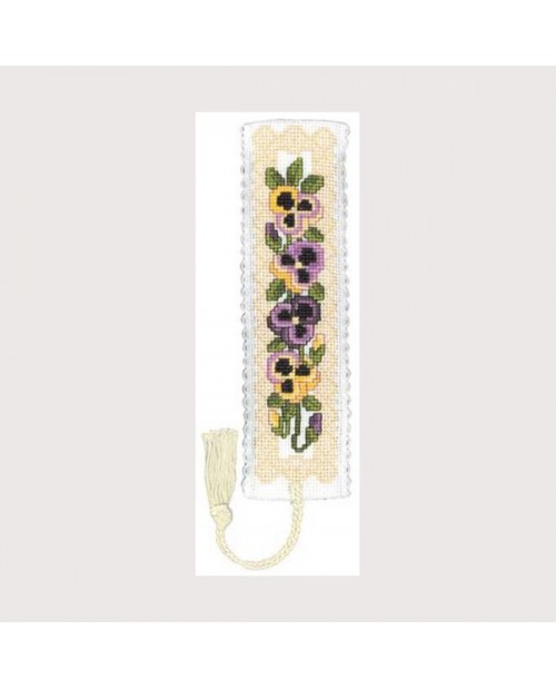 Bookmark kit Pansies. Embroidery kit. Textile Heritage Collection