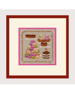 Macarons. Kit broderie point de croix sur toile Aida 7 pts. Le Bonheur des Dames 2262