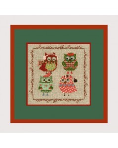Christmas Owls Miniature. Counted cross stitch embroidery kit. Le Bonheur des Dames 2270