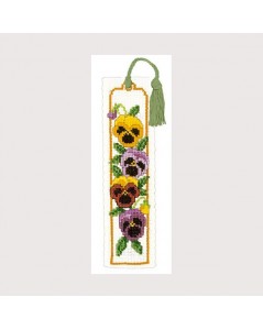 Bookmark embroidered in cross stitch. Pansies. Textile Heritage Kit. 227150