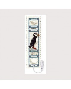 Marque-page macareux à broder au point de croix. Textile Heritage Collection
