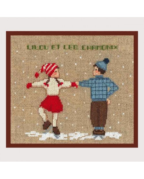 Two skating dancers. Counted cross stitch embroidery kit. Le Bonheur des Dames 2327