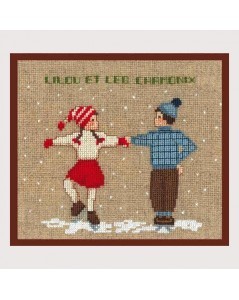 Two skating dancers. Counted cross stitch embroidery kit. Le Bonheur des Dames 2327