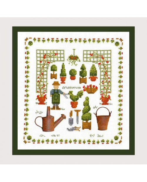 Garden accessories. Picture embroidered by counted cross stitch. 2615 Le Bonheur des Dames