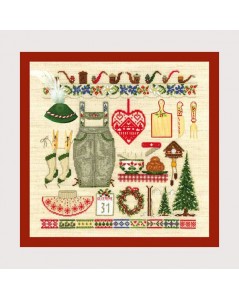 Christmas accessories in Tirol. A picture embroidered in counted cross stitch kit. Le Bonheur des Dames 2621