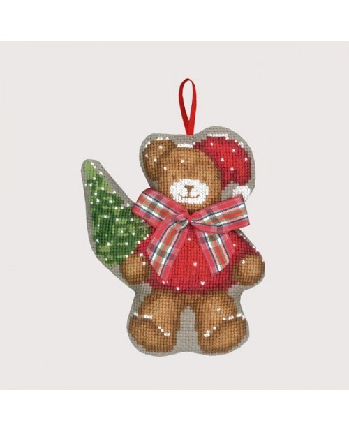 Bear with a tartan bow-tie. Counted cross stitch embroidery kit. Le Bonheur des Dames item n° 2632