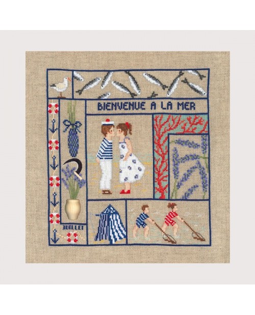 Welcome - July. Counted cross stitch kit. Design by Cécile Vessière for Le Bonheur des Dames 2656