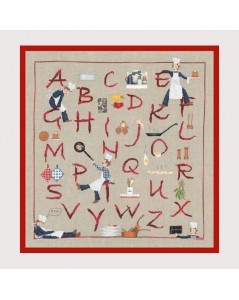 Mr Kitchen Sampler. Counted cross stitch alphabet to embroider on Aida fabric. Le Bonheur des Dames 2668