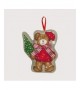 Ours avec un nœud en costume de Noël avec un petit sapin de Noël. Le Bonheur des Dames 2735.