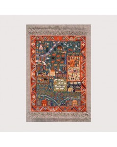 Miniature carpet to stitch by petit point, tent stitch. Motive: Azeri. Le Bonheur des Dames 3601