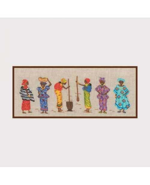 African Women in traditional costumes. Petit point embroidery kit. Le Bonheur des Dames 3653