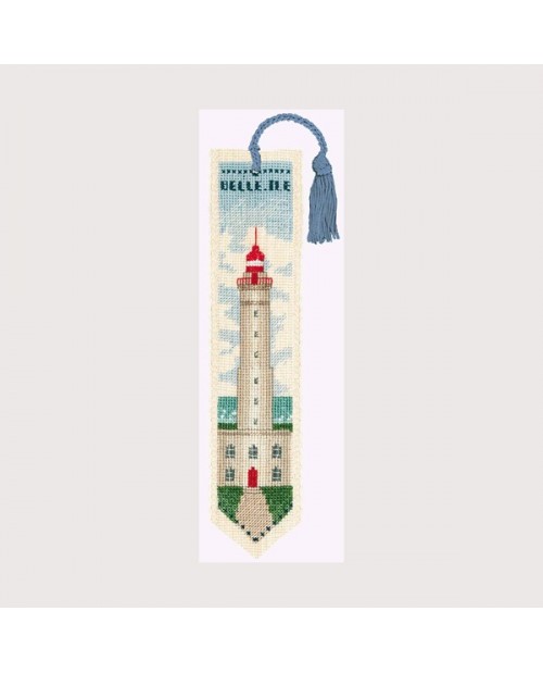 Belle-Ile. Bookmark stitched by counted cross stitch kit on Aïda fabric. Le Bonheur des Dames 4520