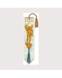 The Archangel Michael. Bookmark stitched by counted cross stitch kit on Aïda fabric. Le Bonheur des Dames 4524