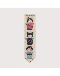 Bookmark Kokeshi. Counted cross stitch embroidery kit. Le Bonheur des Dames 4580