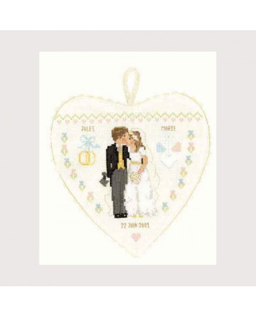 Wedding heart with a married couple. Embroidery kit. Le Bonheur des Dames 5024