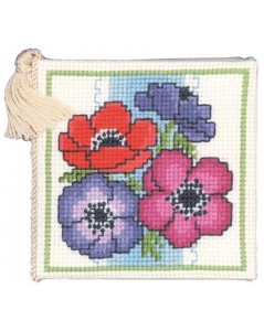 Needles case anemones. Counted cross stitch kit on Aida fabric. Textile Heritage Collection. 531516