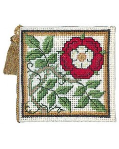 Porte-aiguilles Rose héraldique. Kit broderie point de croix, point compté. Textile Heritage Collection