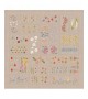 Flower patchwork tablecloth, natural linen. Counted cross stitch embroidery kit. Le Bonheur des Dames 6030bis