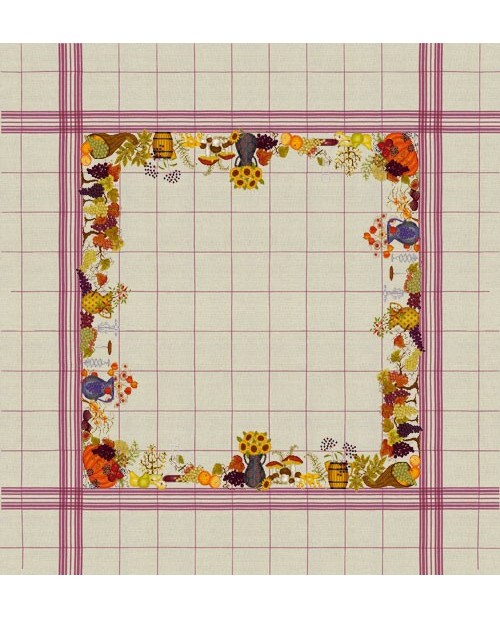 Nappe à broder avec les fruits et légumes d'automne. Le tons d'automne. Le Bonheur des Dames 6034 Nappe à broder avec les fruits et légumes d'automne. Le tons d'automne. Le Bonheur des Dames 6034