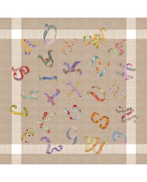 Tablecloth with alphabet of  liberty ribbons. Le Bonheur des Dames 6038