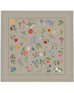 Flower tablecloth to stitch and to paint. Kit by Le Bonheur des Dames 6104